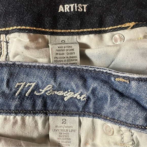 2 Pair American Eagle Outfitters Denim Jeans Dark Wash & Med-Light wash Size 2 - Picture 16 of 16